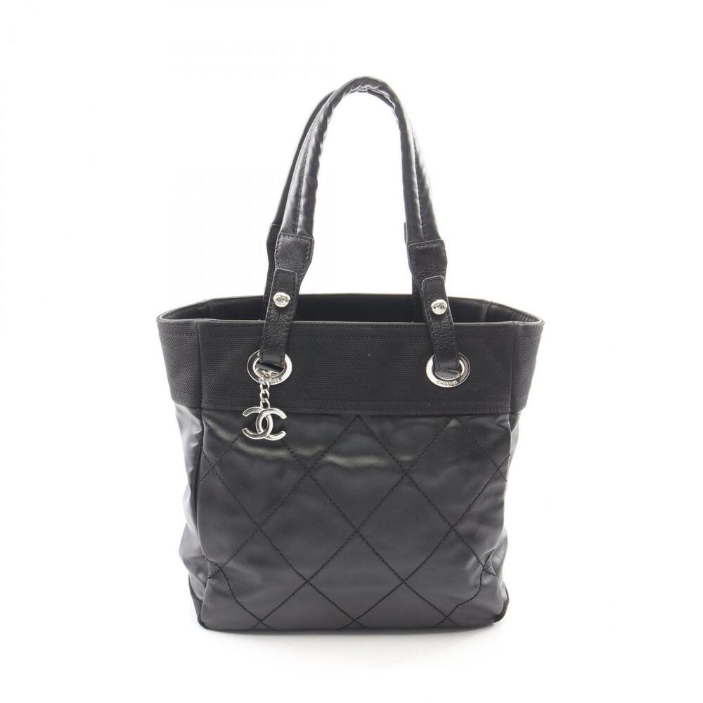 CHANEL Black Leather Tote Bag